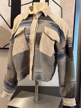 Blue B Collection Corduroy-Trim Top in Cream
